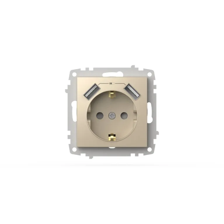 Розетка с заземлением и защитой от детей + два входа USB для заряда устройства ELBI Zena Vega 609-01 в Нижнем Новгороде