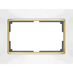 Рамка Snabb для двойной розетки белый/золото WL03-Frame-01-DBL-white/GD 4690389083846