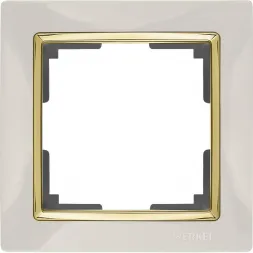 Рамка Snabb на 1 пост слоновая кость/золото WL03-Frame-01-ivory/GD 4690389083860
