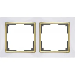 Рамка Snabb на 2 поста белый/золото WL03-Frame-02-white/GD 4690389083884