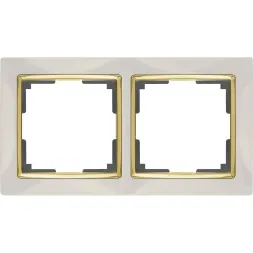 Рамка Snabb на 2 поста слоновая кость/золото WL03-Frame-02-ivory/GD 4690389083891