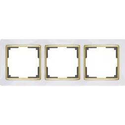 Рамка Snabb на 3 поста белый/золото WL03-Frame-03-white/GD 4690389083921