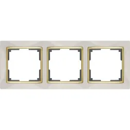 Рамка Snabb на 3 поста слоновая кость/золото WL03-Frame-03-ivory/GD 4690389083907