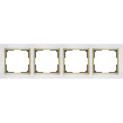 Рамка Snabb на 4 поста белый/золото WL03-Frame-04-white/GD 4690389083938
