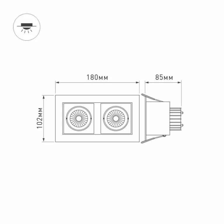 Встраиваемый светильник Arlight CL-KARDAN-S180x102-2x9W Warm 024127 в Нижнем Новгороде