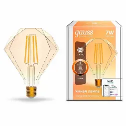 Лампа светодиодная диммируемая филаментная Gauss E27 7W 2500K золотистая 1350112