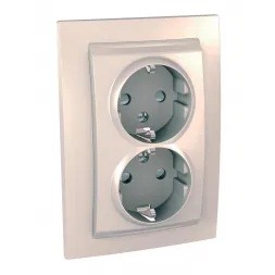 Розетка двойная Schneider Electric Unica с/з со шторками 10A 250V MGU23.067.25D