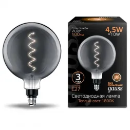Лампа светодиодная филаментная Gauss E27 4,5W 1800K серая 154802005