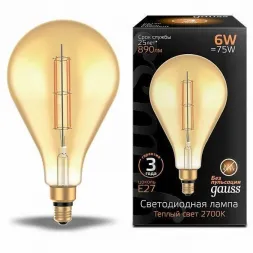 Лампа светодиодная филаментная Gauss E27 6W 2700K янтарная 179802118