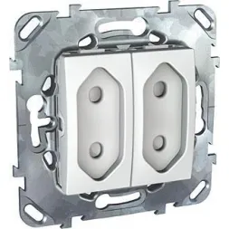 Розетка двухмодульная Schneider Electric Unica б/з со шторками 10A 250V MGU5.3131.18ZD