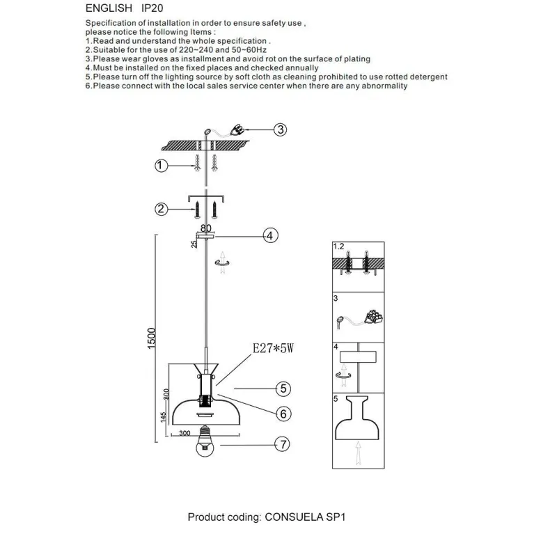 Подвесной светильник Crystal Lux Consuela SP1 Brass в Нижнем Новгороде
