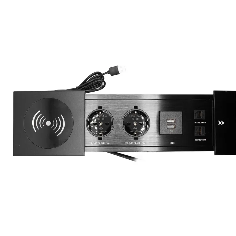 Блок розеток JX (Slide Top) (2 секции RJ-45 + 2 USB беспр.зарядка с кабелем питания) Mebax 00-000028 в Нижнем Новгороде