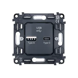 Механизм розетки 2USB A+C 20W (быстрая зарядка) Ambrella Volt Quant VM177