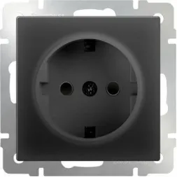 Розетка с заземлением и шторками черный матовый WL08-SKGS-01-IP44 4690389054228