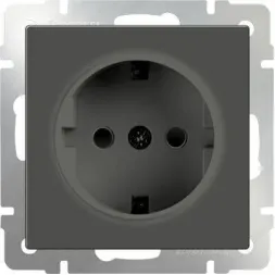 Розетка с заземлением и шторками серо-коричневая WL07-SKGS-01-IP44 4690389054068