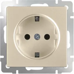 Розетка с заземлением и шторками шампань WL11-SKGS-01-IP44 4690389124563