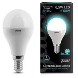 Лампа светодиодная Gauss E14 6.5W 4100K матовая 105101207