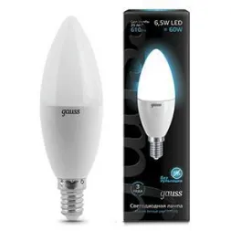Лампа светодиодная Gauss E14 6.5W 4100К матовая 103101207