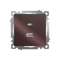 Розетка 2-местная USB + type C Stekker Катрин GLS10-7116-04 50057