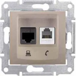 Розетка телефонная RJ-11 и Ethernet RJ-45 Schneider Electric Sedna UTP SDN5100168