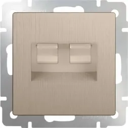Розетка телефонная RJ-11 и Ethernet RJ-45 шампань рифленая WL10-RJ11-45 4690389085222