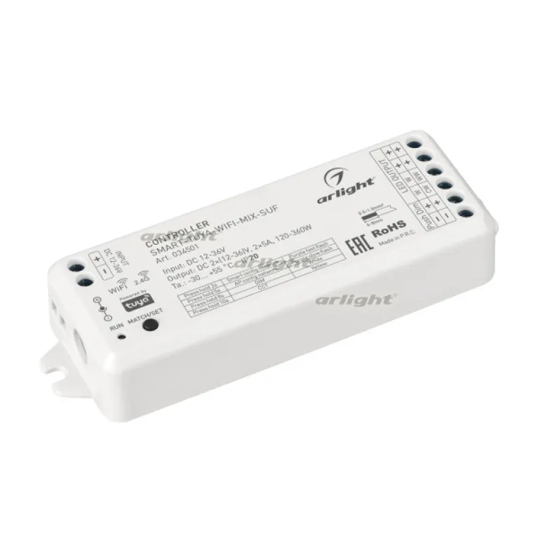Контроллер Arlight SMART-TUYA-WIFI-MIX-SUF 12-36V 2x5A 2.4G 034501 в Нижнем Новгороде