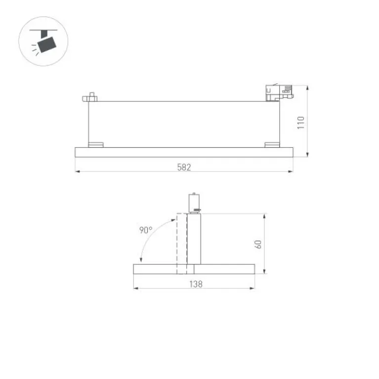 Трековый светодиодный светильник Arlight LGD-Mars-4TR-S582x138-50W White6000 035498 в Нижнем Новгороде