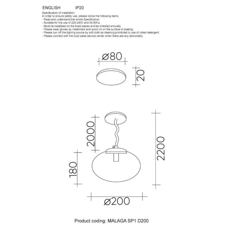 Подвесной светильник Crystal Lux Malaga SP1 D200 Chrome в Нижнем Новгороде