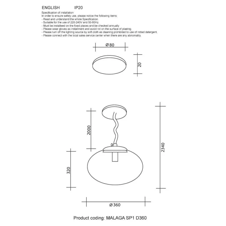 Подвесной светильник Crystal Lux Malaga SP1 D360 Chrome в Нижнем Новгороде