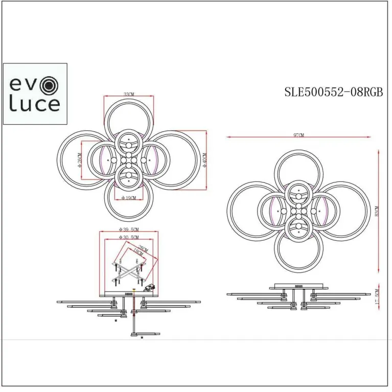 Потолочная светодиодная люстра Evoluce Cerina SLE500552-08RGB в Нижнем Новгороде