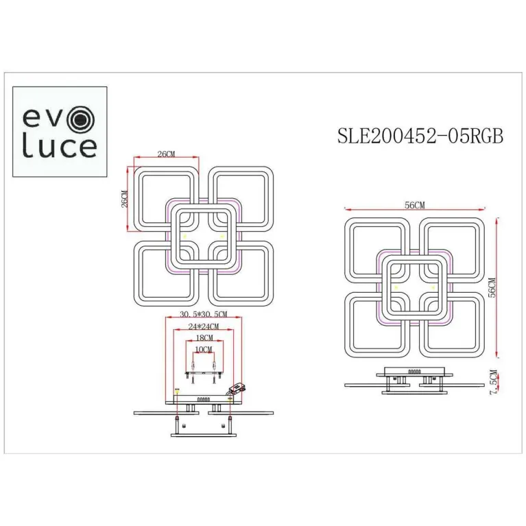 Потолочная светодиодная люстра Evoluce Qutro SLE200452-05RGB в Нижнем Новгороде