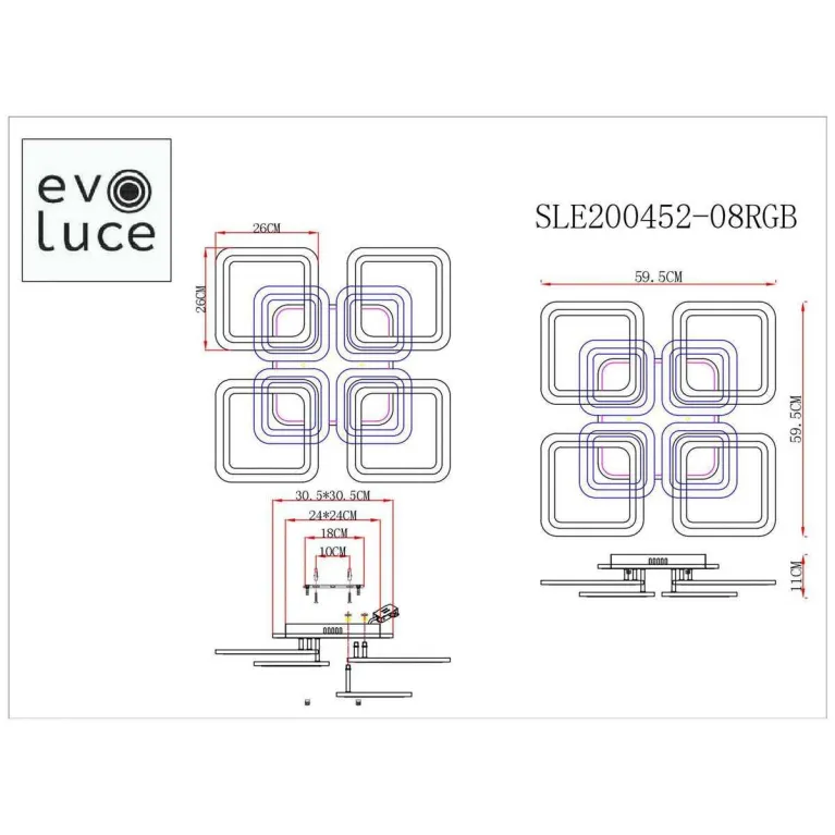 Потолочная светодиодная люстра Evoluce Qutro SLE200452-08RGB в Нижнем Новгороде