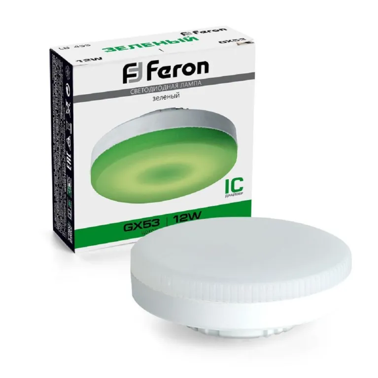 Лампа светодиодная Feron GX53 12W Таблетка Зеленая LB-455 48560 в Нижнем Новгороде