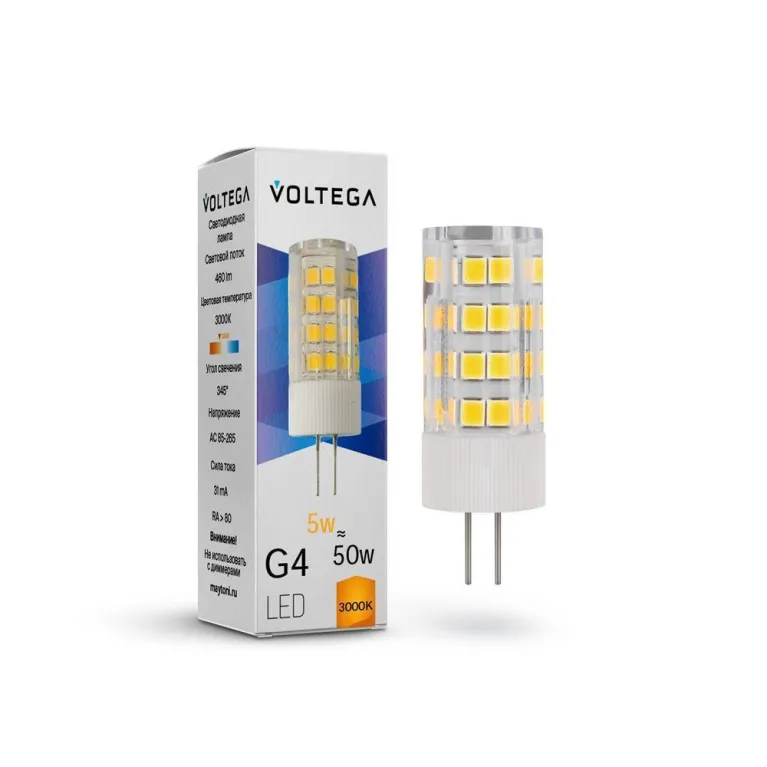 Лампа светодиодная Voltega G4 5W 3000К прозрачная VG9-K3G4warm5W 7183 в Нижнем Новгороде