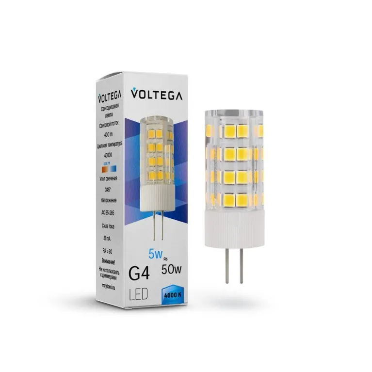 Лампа светодиодная Voltega G4 5W 4000К прозрачная VG9-K3G4cold5W 7184 в Нижнем Новгороде