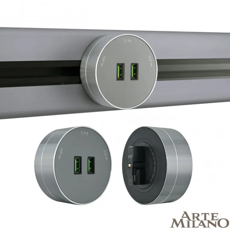 Трековая розетка Arte Milano Am-track-sockets 380011TS/USBx2 Grey в Нижнем Новгороде