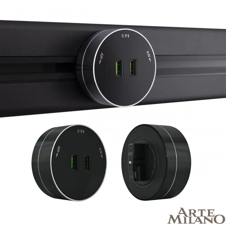 Трековая розетка Arte Milano Am-track-sockets 380011TS/USBx2 Black в Нижнем Новгороде