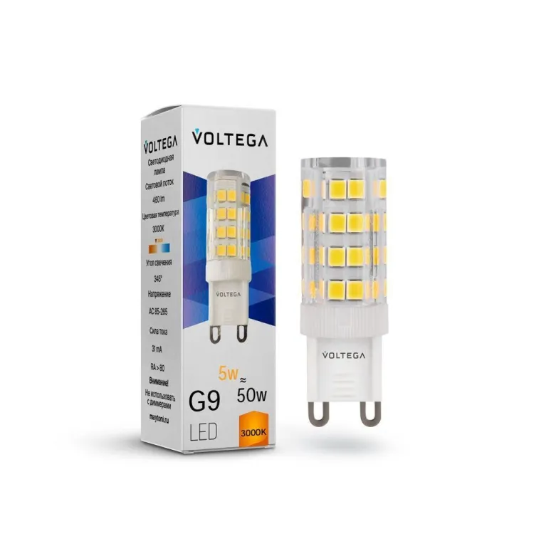 Лампа светодиодная Voltega G9 5W 3000К прозрачная VG9-K3G9warm5W 7185 в Нижнем Новгороде