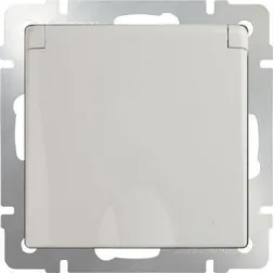 Розетка с заземлением с защитной крышкой и шторками WL03-SKGSC-01-IP44-ivory 4690389046247
