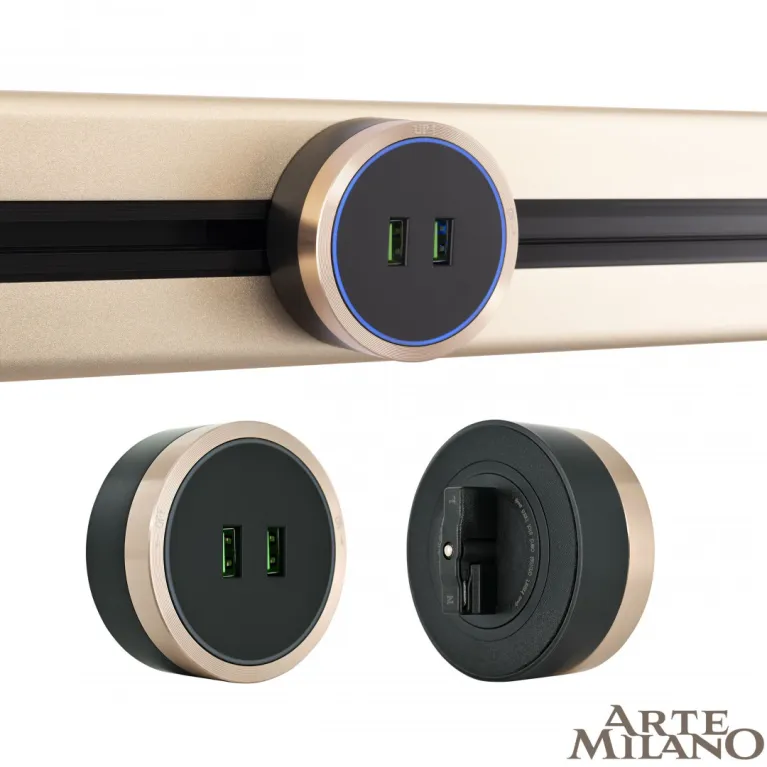Трековая розетка Arte Milano Am-track-sockets 380066TS LED/USBx2 Gold в Нижнем Новгороде