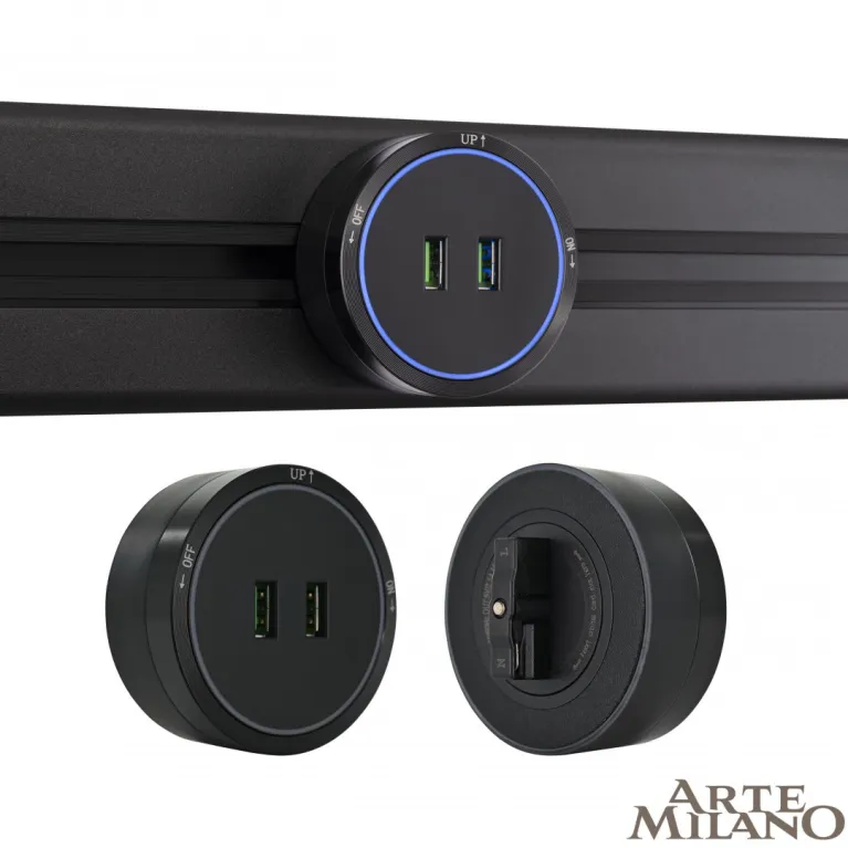 Трековая розетка Arte Milano Am-track-sockets 380066TS LED/USBx2 Black в Нижнем Новгороде