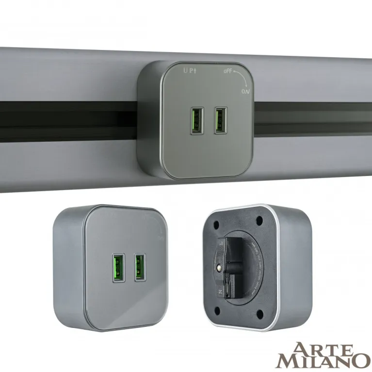Трековая розетка Arte Milano Am-track-sockets 380022TS/USBx2 Grey в Нижнем Новгороде