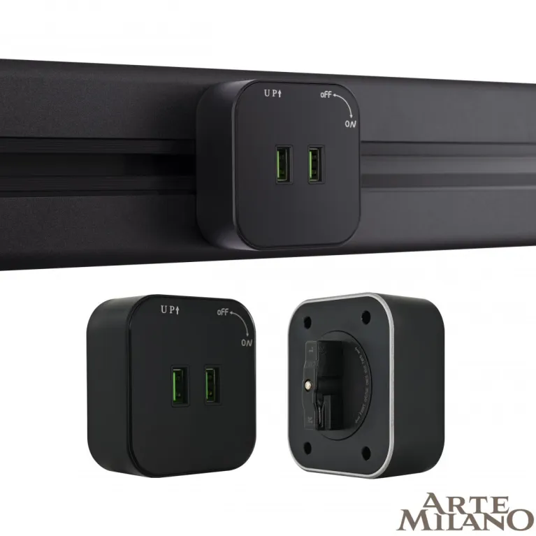 Трековая розетка Arte Milano Am-track-sockets 380022TS/USBx2 Black в Нижнем Новгороде