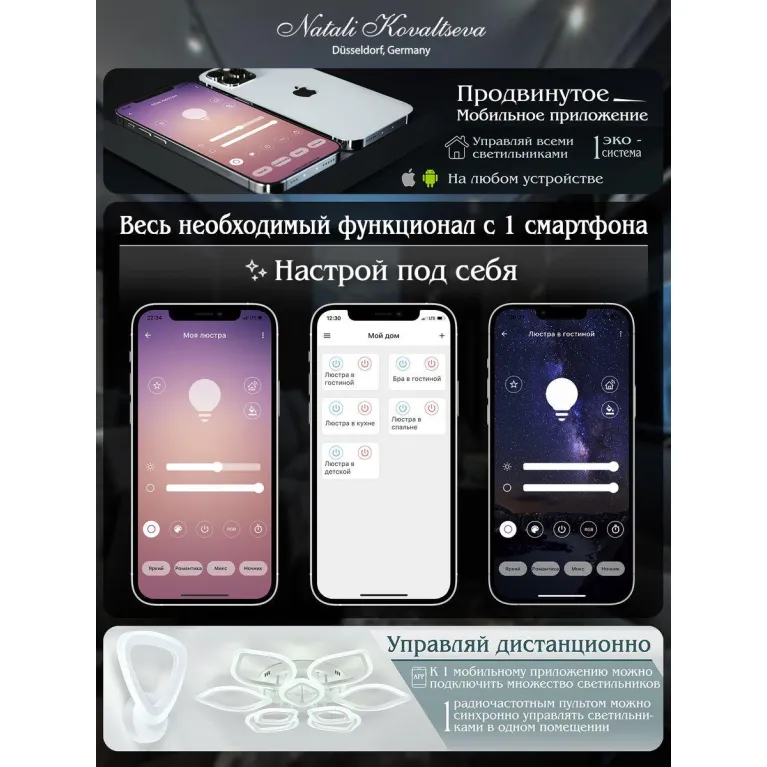 Потолочная светодиодная люстра Natali Kovaltseva High-Tech Led Lamps 82004 Black в Нижнем Новгороде