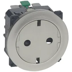Розетка 2К+З Legrand Celiane 16A 230V с/з со шторками безвинтовой зажим немецкий стандарт титановая 