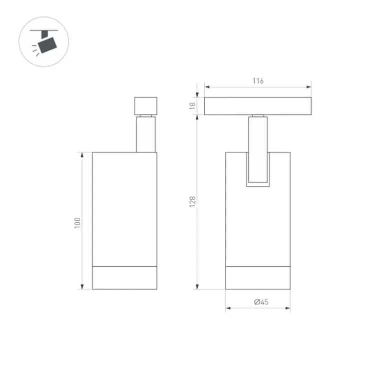 Трековый светодиодный светильник для магнитного шинопровода Arlight Mag-Orient-Spot-R45-12W Warm3000 в Нижнем Новгороде