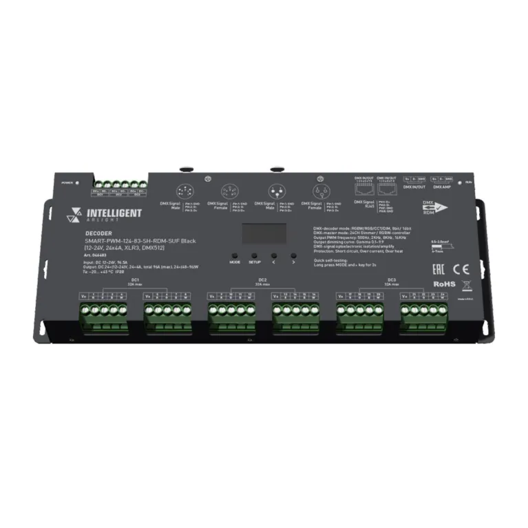 Декодер Arlight SMART-PWM-124-83-SH-RDM-SUF Black (12-24V, 24x4A, XLR3, DMX512) 046483 в Нижнем Новгороде
