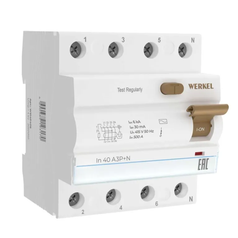 Устройство защитного отключения Werkel 3P+N 40A 30mА АС 6kА W914P406 4690389193170 в Нижнем Новгороде