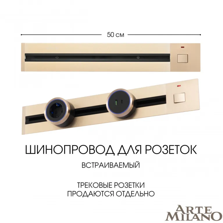 Встраиваемый шинопровод с выключателем Arte Milano Am-track-sockets 385205TBB/50 Gold в Нижнем Новгороде
