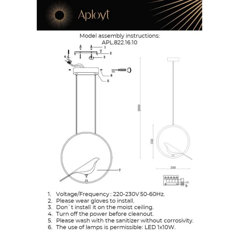 Подвесной светодиодный светильник Aployt Astor APL.822.16.10 в Нижнем Новгороде